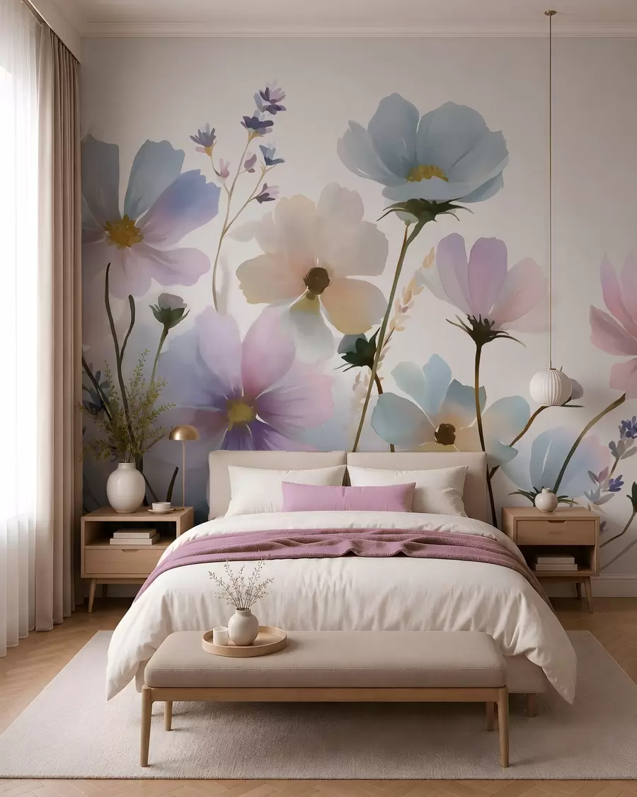Papier peint photo Fleurs sauvages dans un style aquarelle w05755