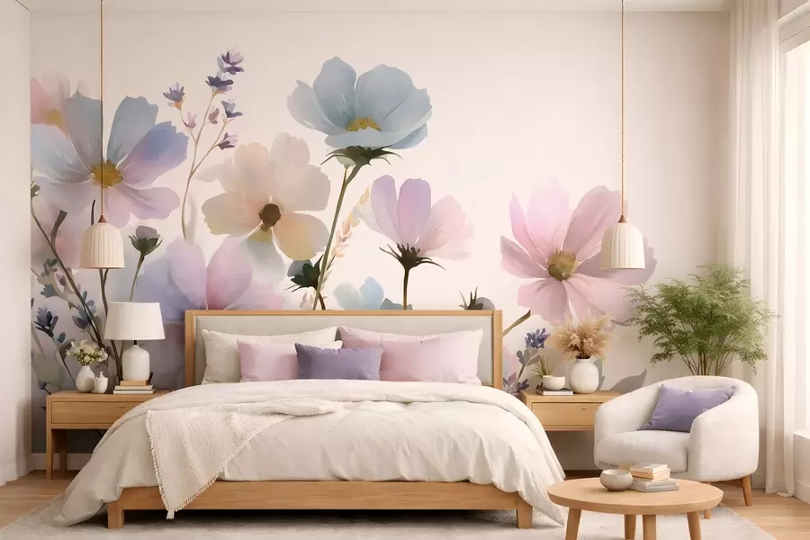 Fotobehang Wilde bloemen in aquarelstijl w05755