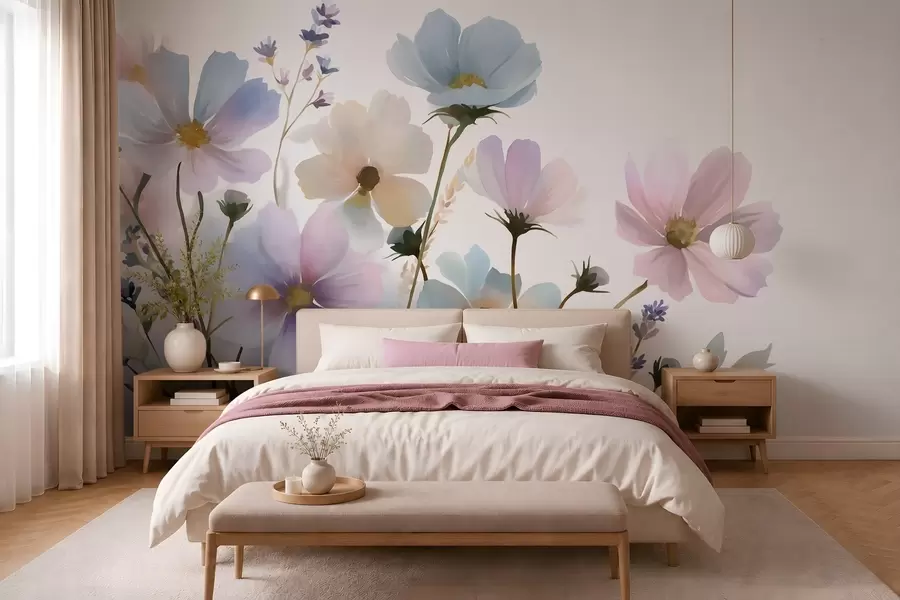 Fotobehang Wilde bloemen in aquarelstijl w05755