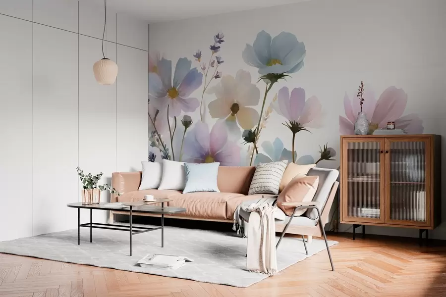Fotobehang Wilde bloemen in aquarelstijl w05755