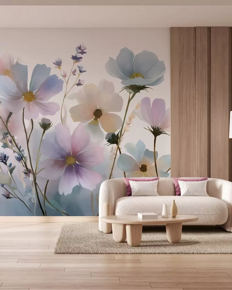 Fotobehang Wilde bloemen in aquarelstijl w05755