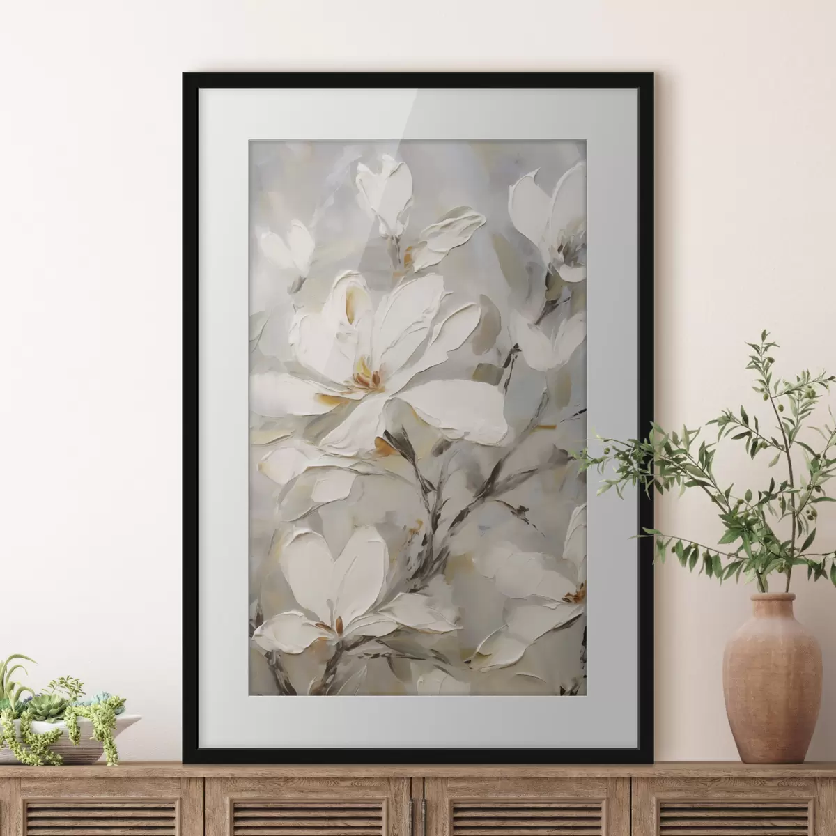 Affiche Fleurs abstraites, imitation de peinture f50139