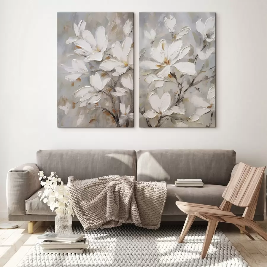 Fotobehang Abstracte bloemen, schilderijimitatie m30805