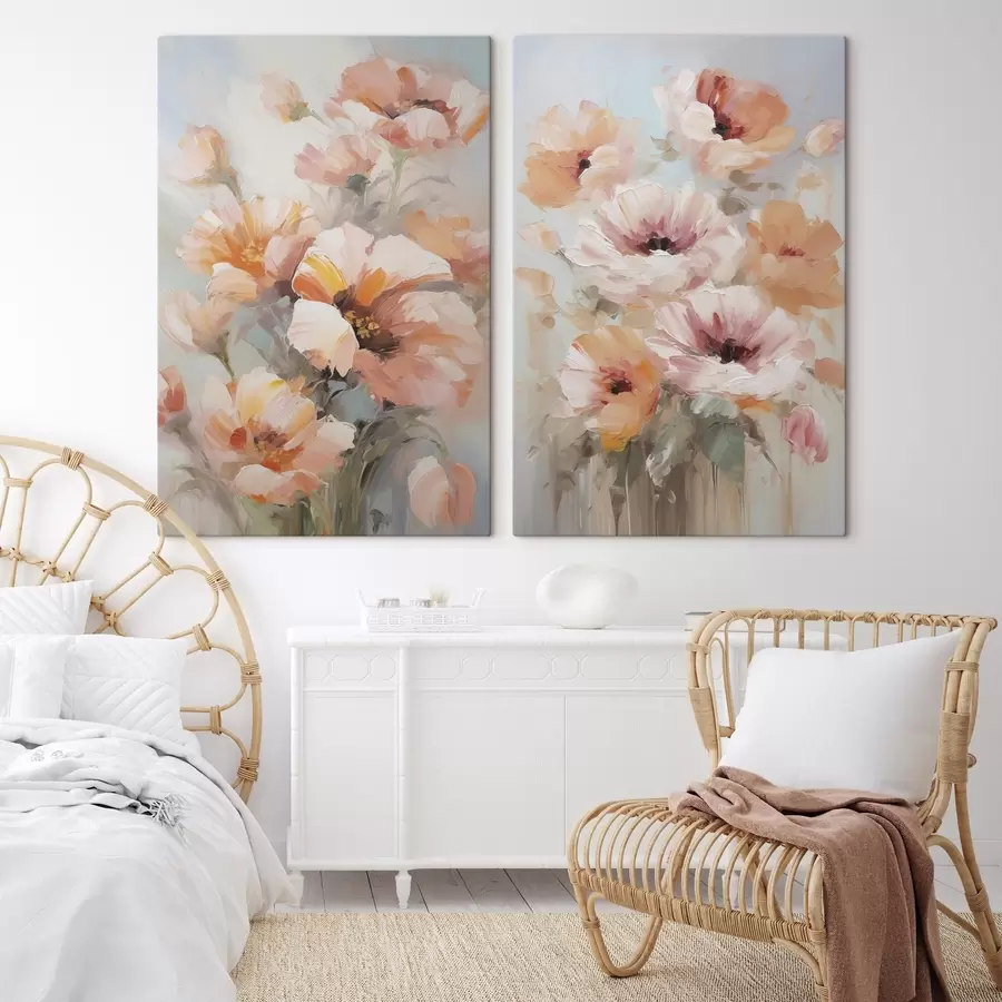 Fotobehang Verfijnde bloemen, schilderijimitatie m30806