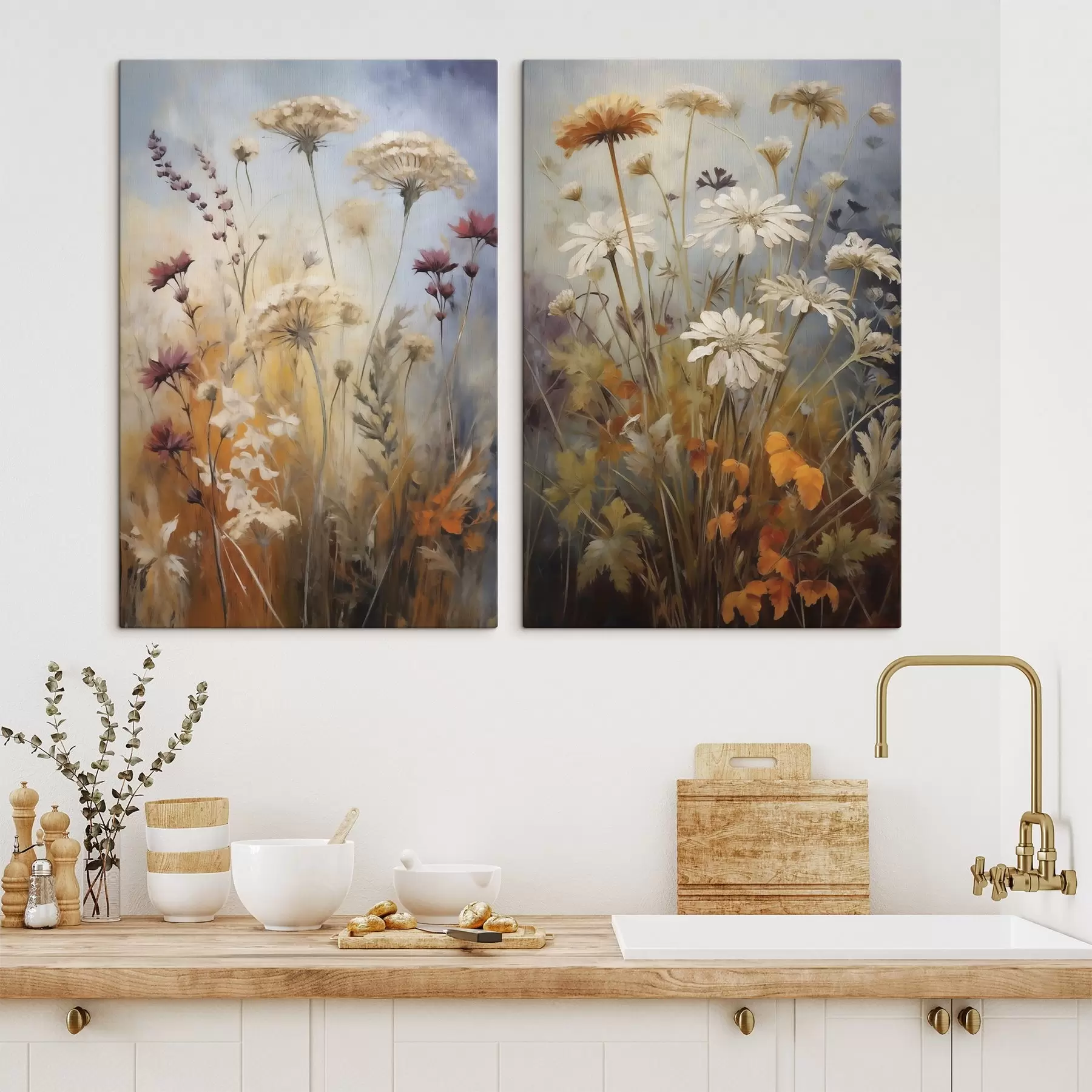  Peintures Fleurs sauvages et herbes, imitation d'un tableau m30808
