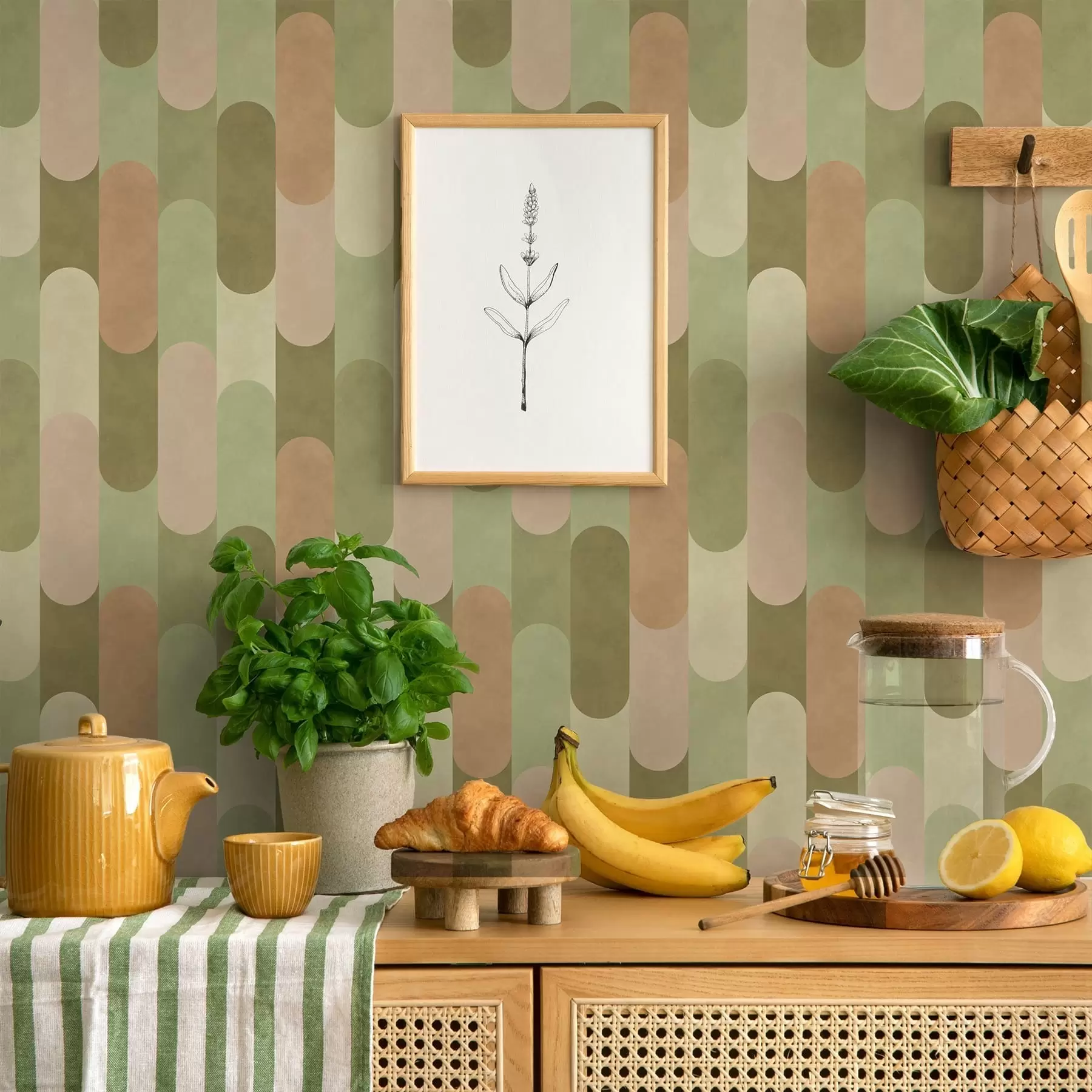 Fotobehang Geometrisch patroon met afgeronde verticale vormen a01235
