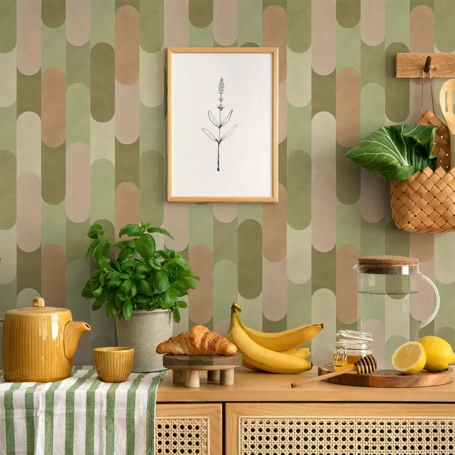 Fotobehang Geometrisch patroon met afgeronde verticale vormen a01235