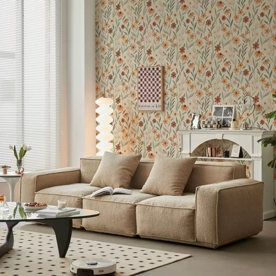 Fotobehang Wilde bloemen in warme oranje tinten a01237