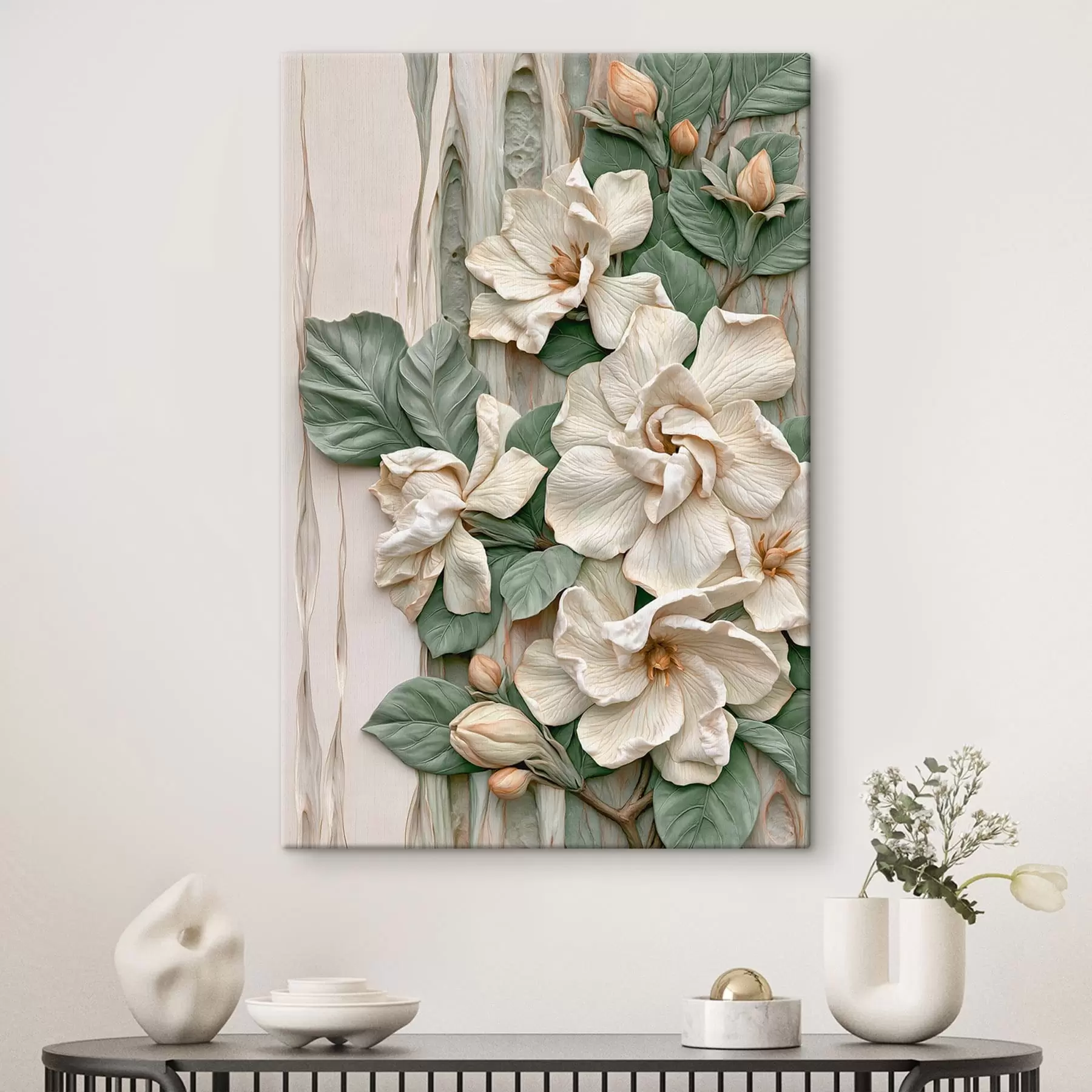  Schilderijen Abstracte bloemen met bladeren s50079