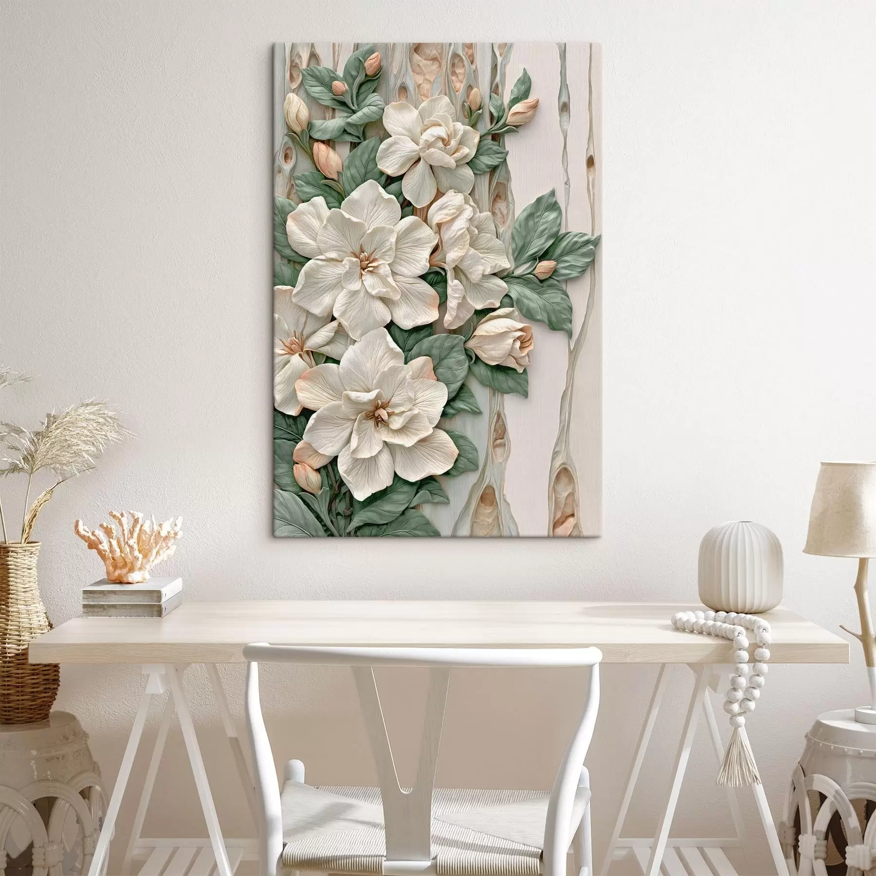  Schilderijen Abstracte bloemen met bladeren s50080