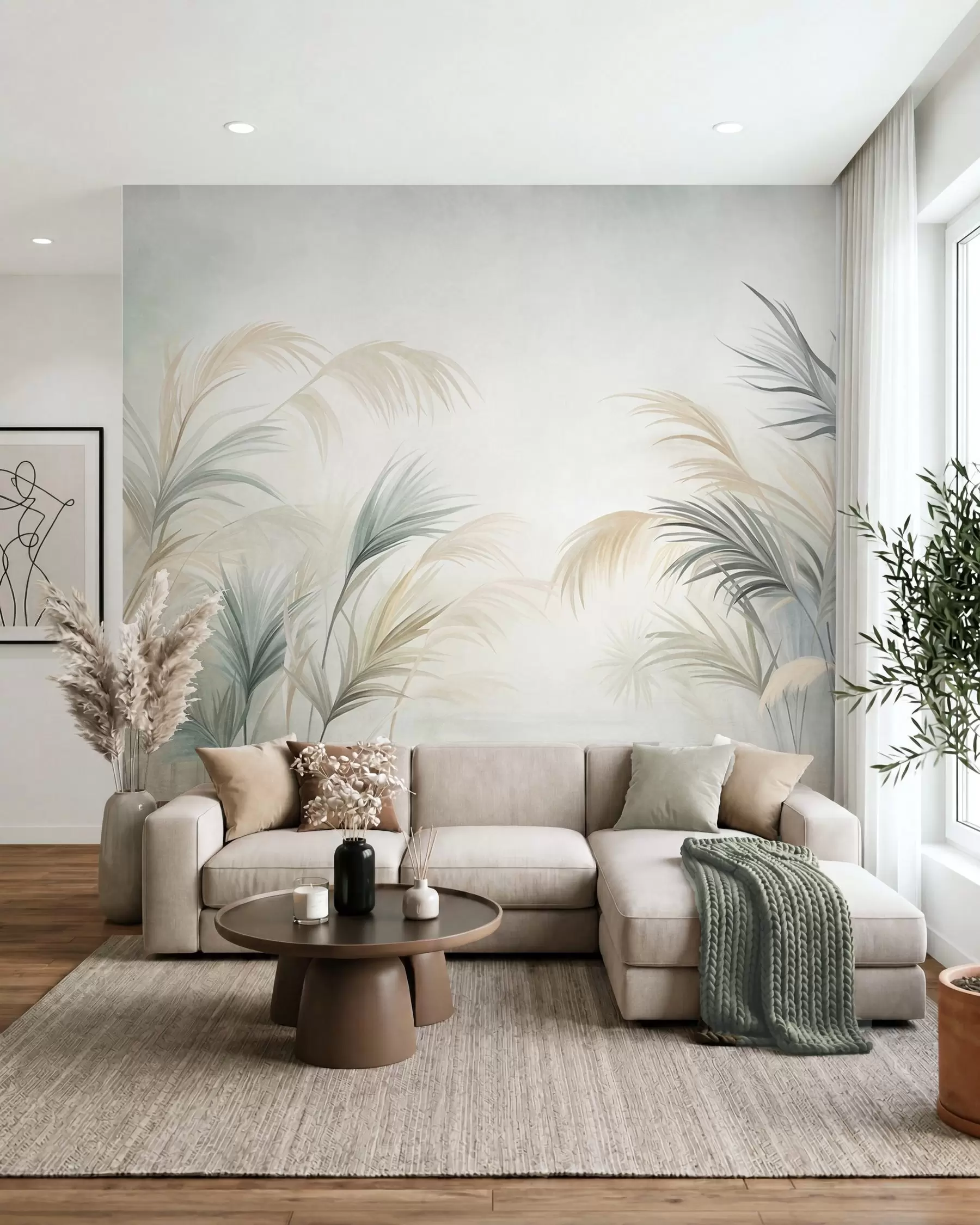 Fotobehang Palm in pastel w09984