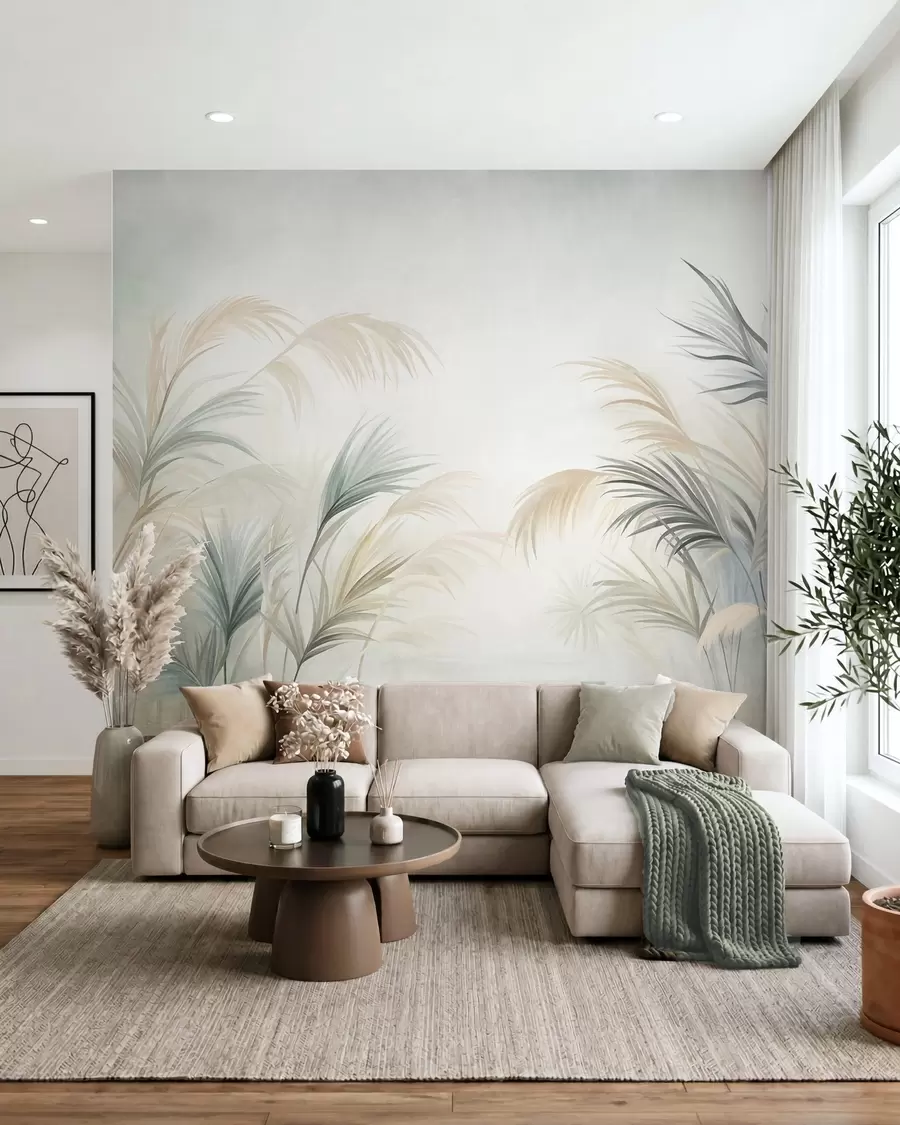 Fotobehang Palm in pastel w09984