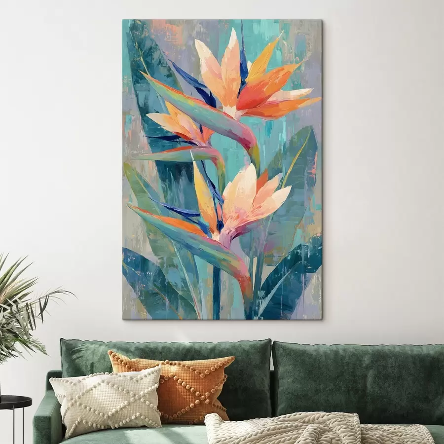  Peintures Une strelitzia aux couleurs éclatantes, représentée dans un style pictural s50151