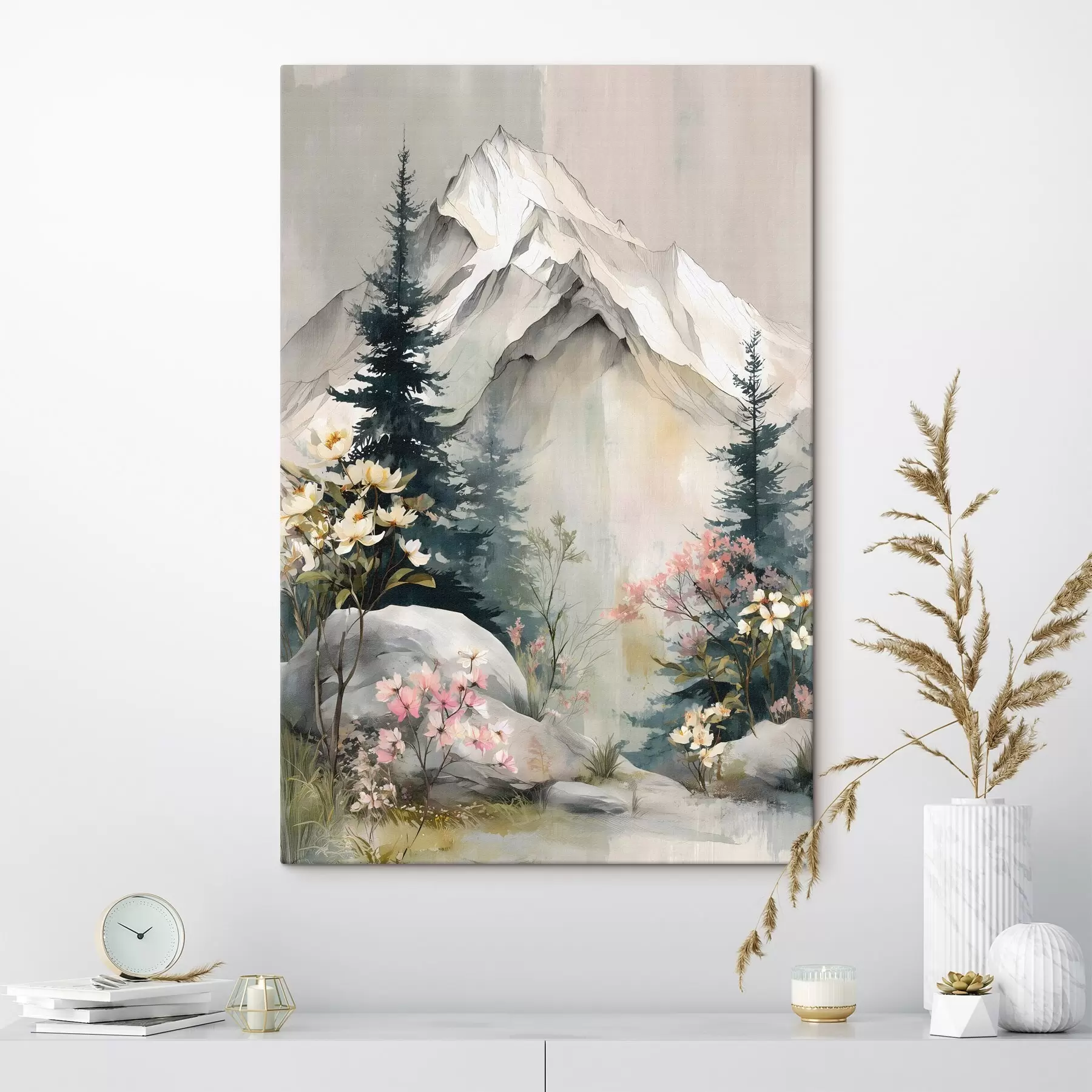  Schilderijen Kerstbomen aan de voet van de bergen s50152