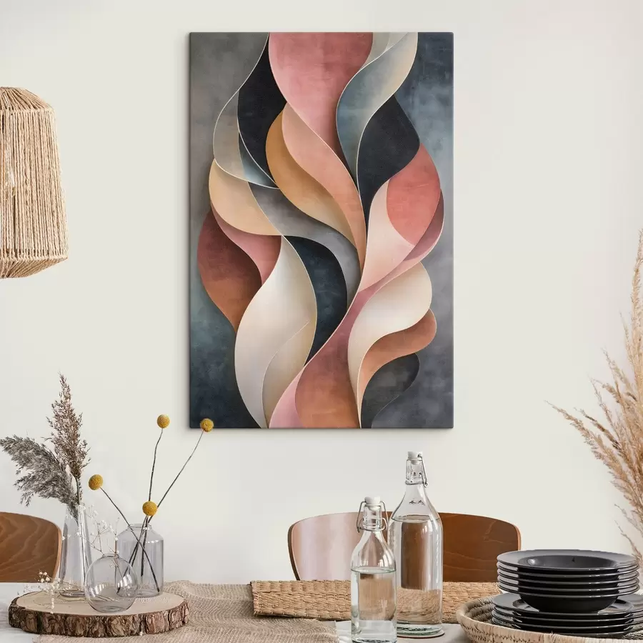  Peintures Vagues abstraites dans des nuances de noir et de terre cuite s50155
