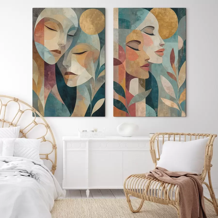 Fotobehang Abstracte etnische portretten van twee vrouwen m30812