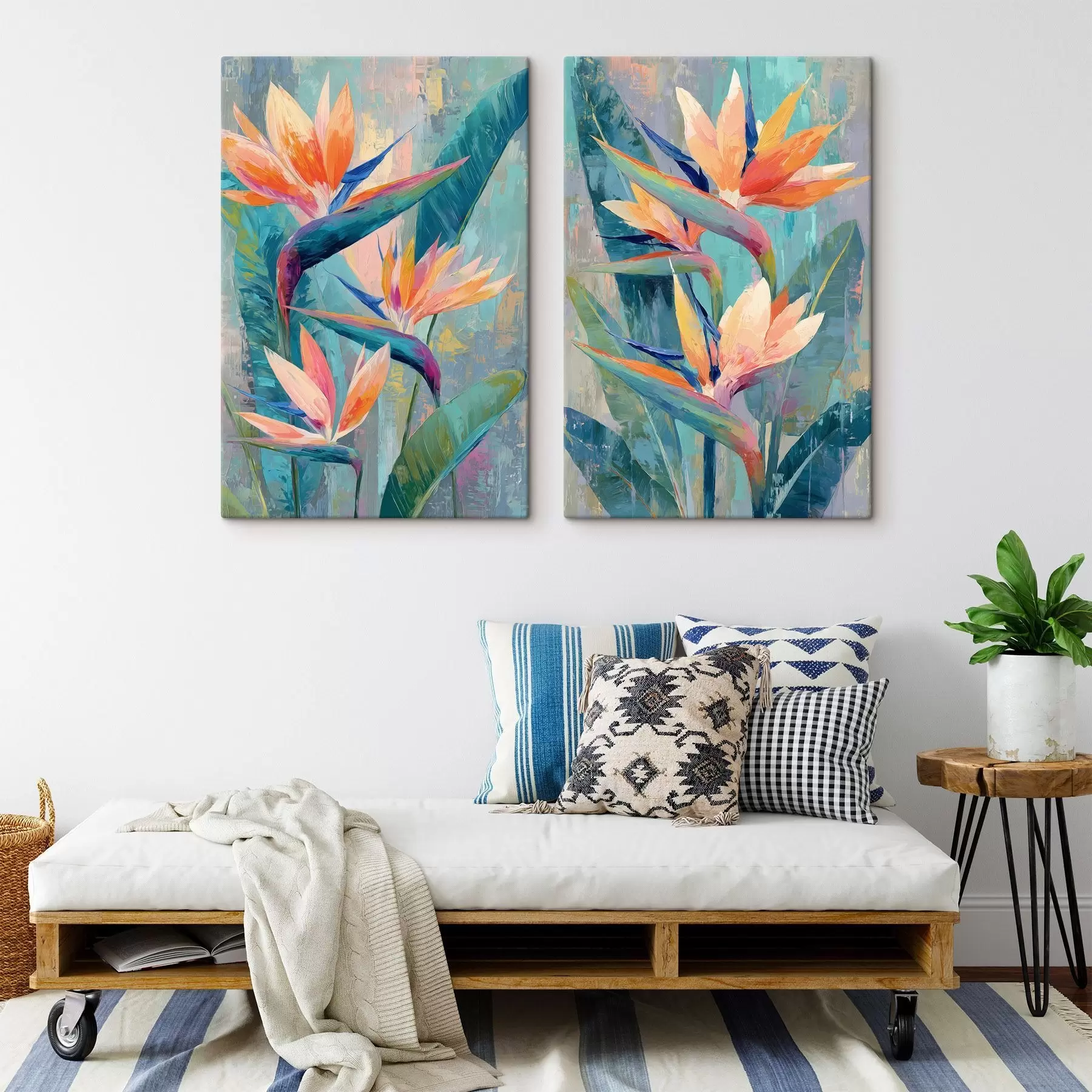  Schilderijen Een levendige strelitzia in schilderachtige stijl m30814
