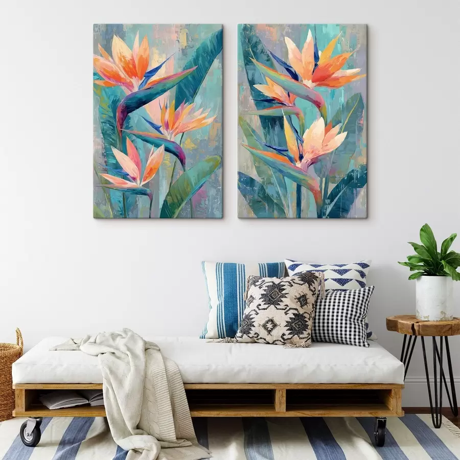Fotobehang Een levendige strelitzia in schilderachtige stijl m30814