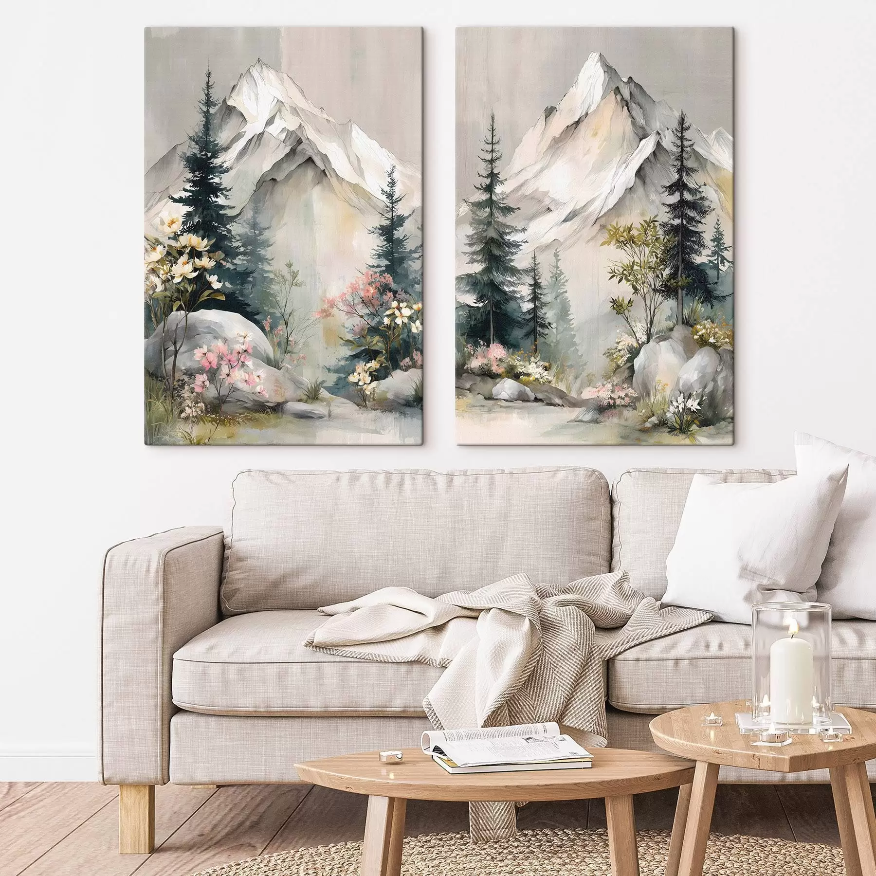  Peintures Des sapins de Noël au pied des montagnes m30815