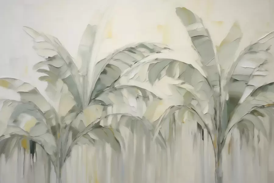 Fotobehang Abstracte palmbladeren, schilderijimitatie w05826