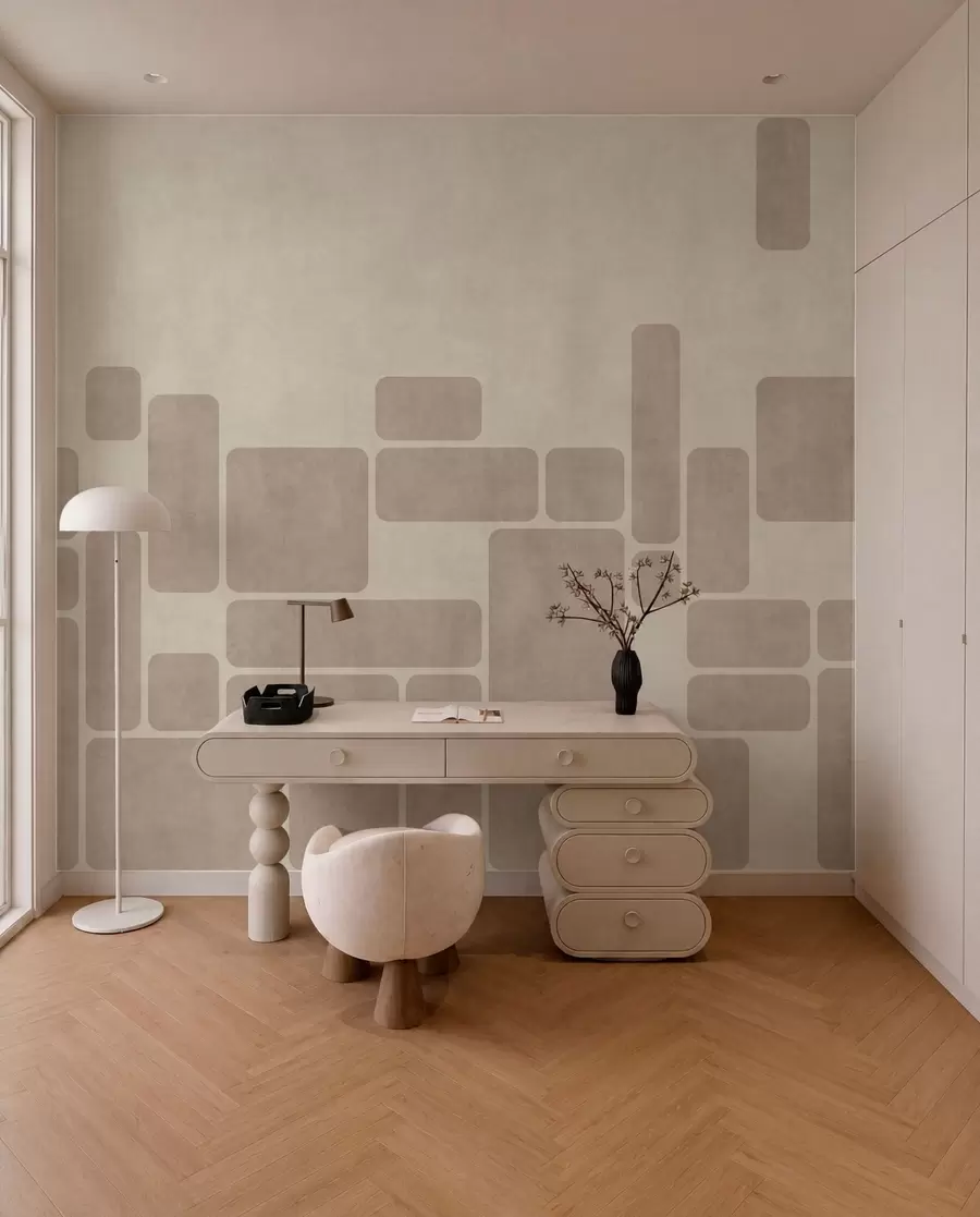 Fotobehang Geometrisch patroon met afgeronde rechthoeken w05141