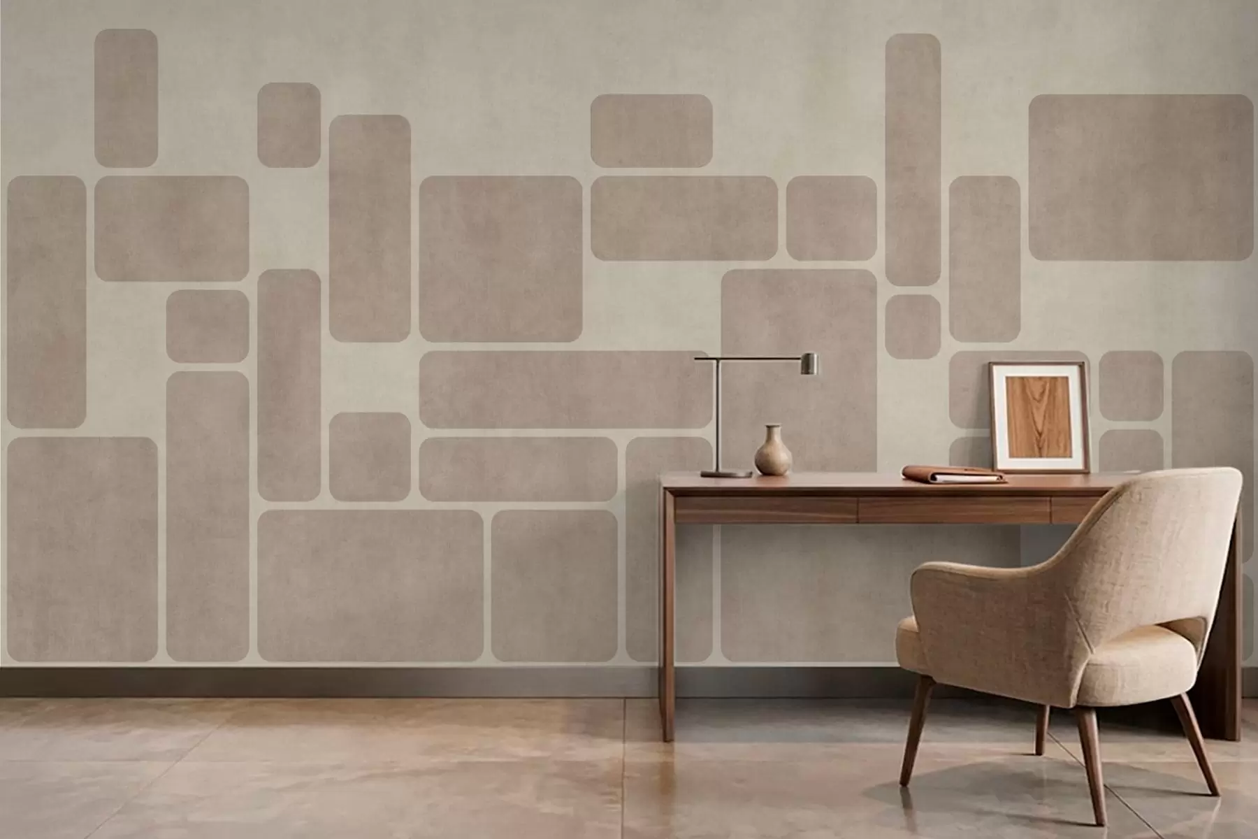 Fotobehang Geometrisch patroon met afgeronde rechthoeken w05141