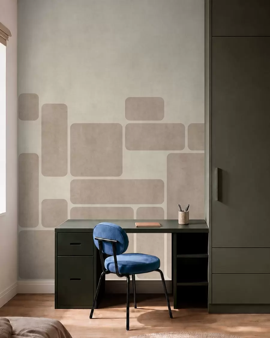 Fotobehang Geometrisch patroon met afgeronde rechthoeken w05141