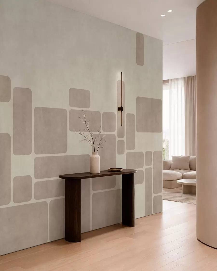 Fotobehang Geometrisch patroon met afgeronde rechthoeken w05141