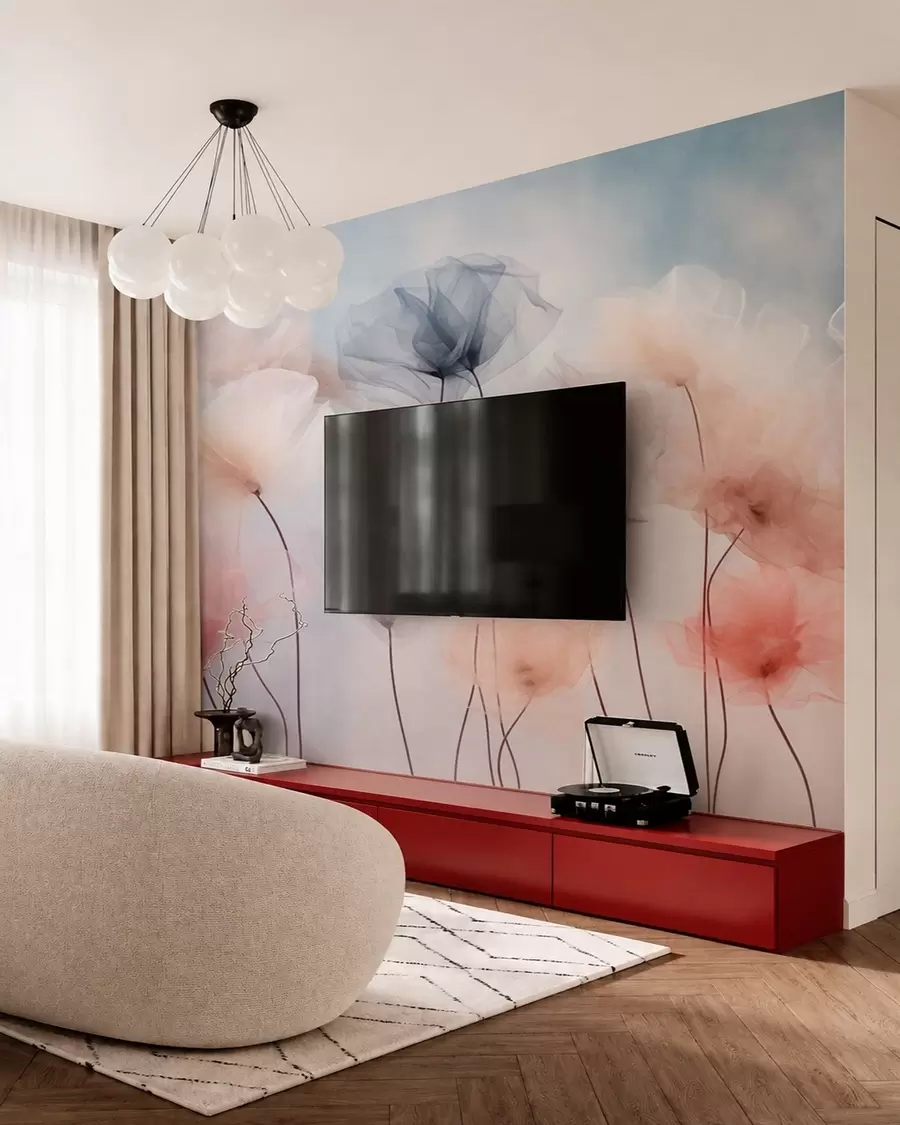 Fotobehang Luchtige bloemen in delicate pasteltinten w05818