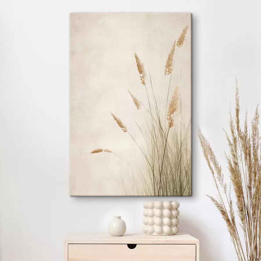  Peintures De hautes tiges d'herbe sèche, un arrière-plan aux textures floues s50203