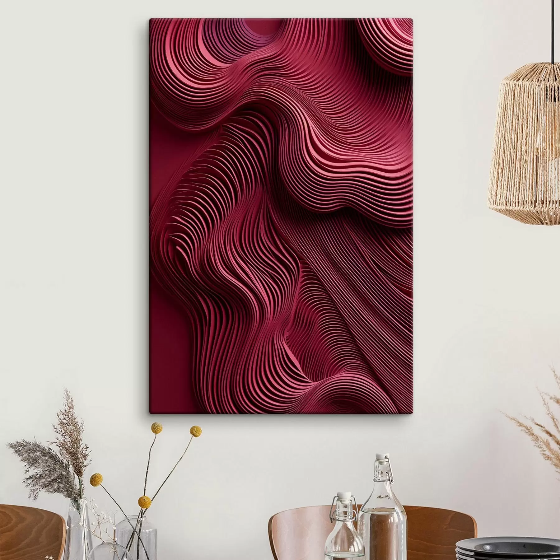  Schilderijen Donkerrode, golvende, gelaagde, abstracte, vloeiende texturen, moderne kunst s50223