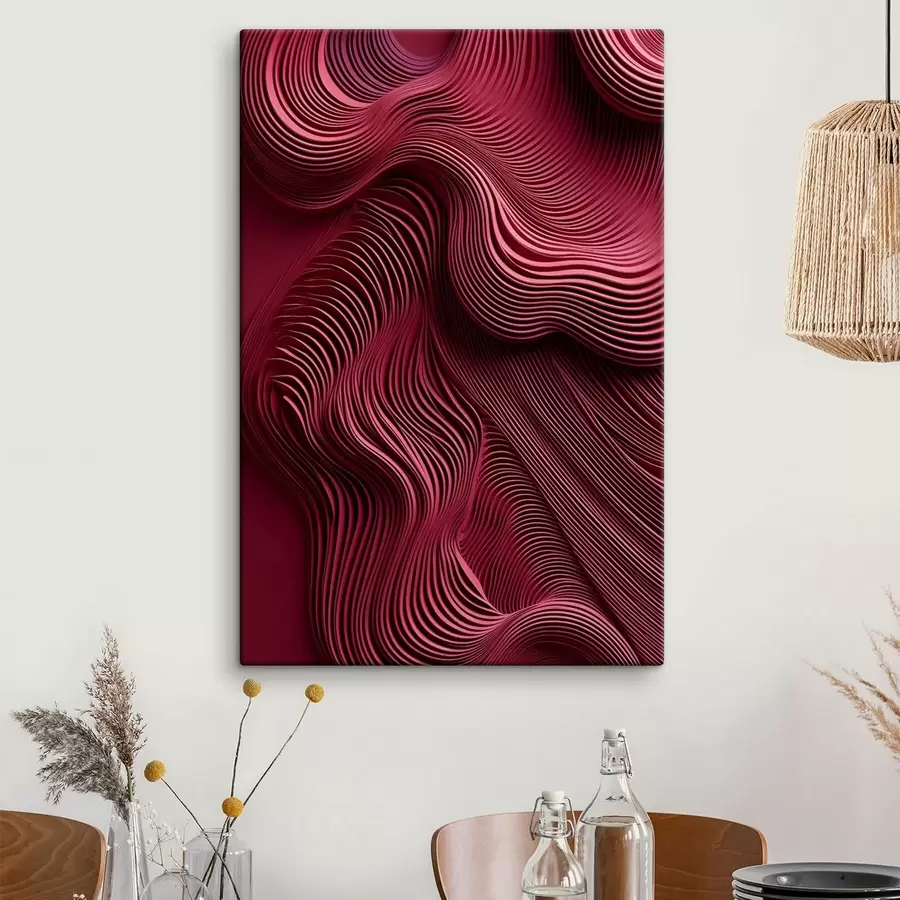  Peintures Rouge foncé, textures abstraites lisses, ondulées et superposées, art moderne s50223