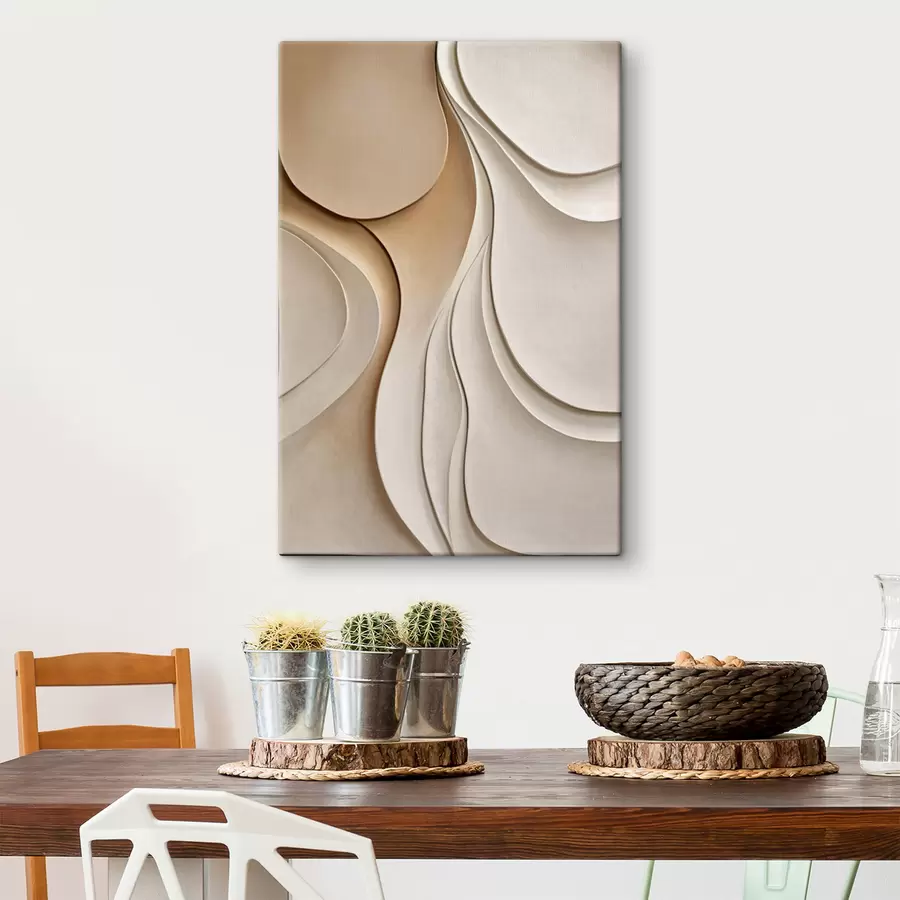  Peintures Des formes abstraites, fluides et organiques, dans des tons neutres de beige et de crème, une œuvre d'art texturée s50224