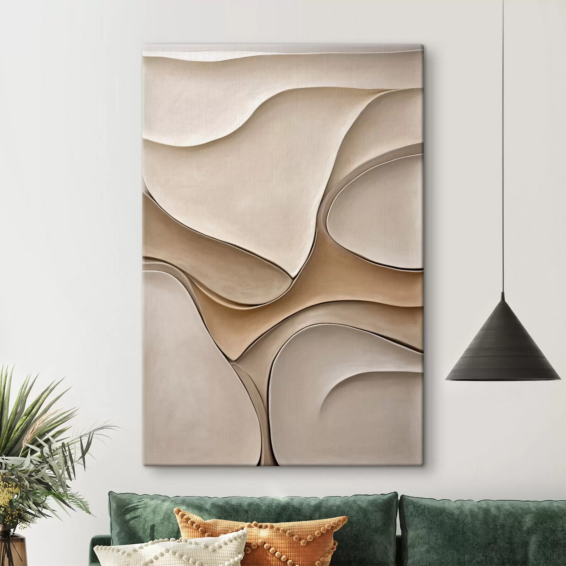  Peintures Des formes abstraites, fluides et organiques, dans des tons neutres de beige et de crème, une œuvre d'art texturée s50225
