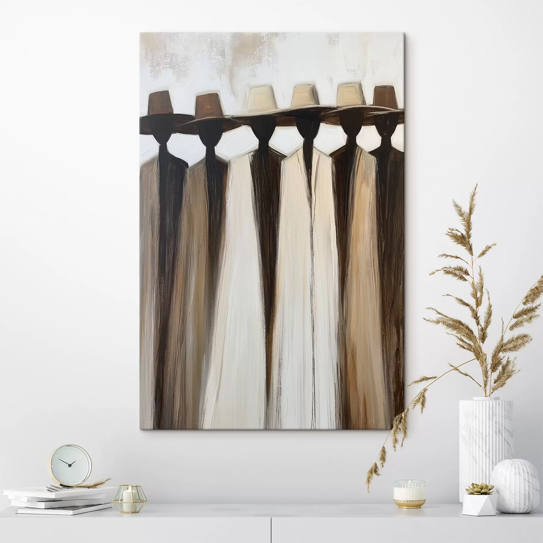  Peintures Figures abstraites coiffées de chapeaux s50248