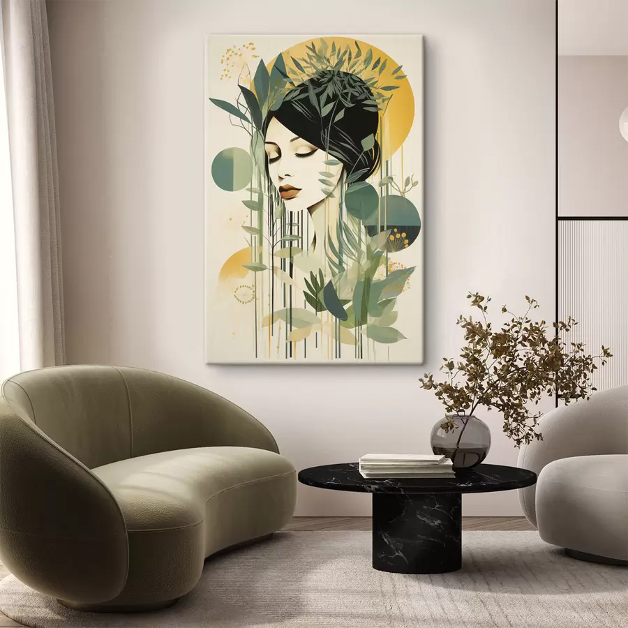  Peintures Une femme avec des plantes s50249
