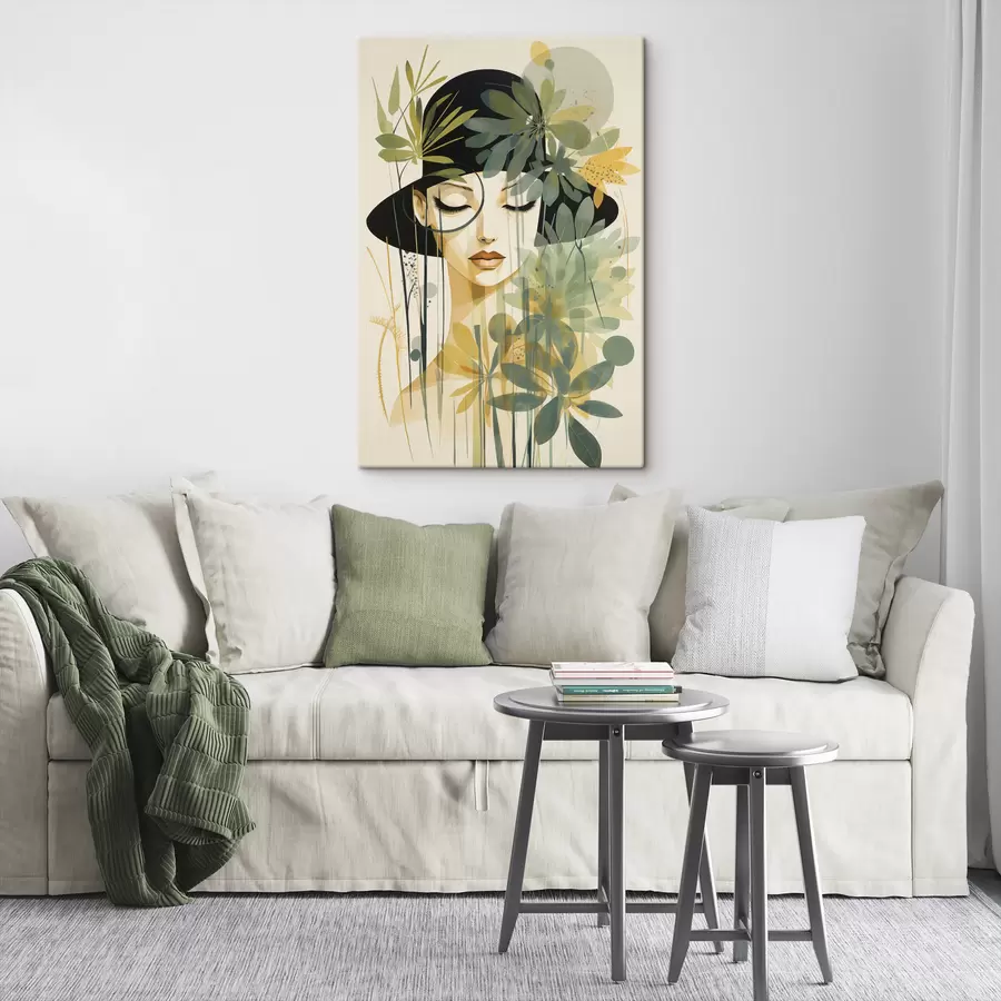  Peintures Une femme avec des plantes s50250