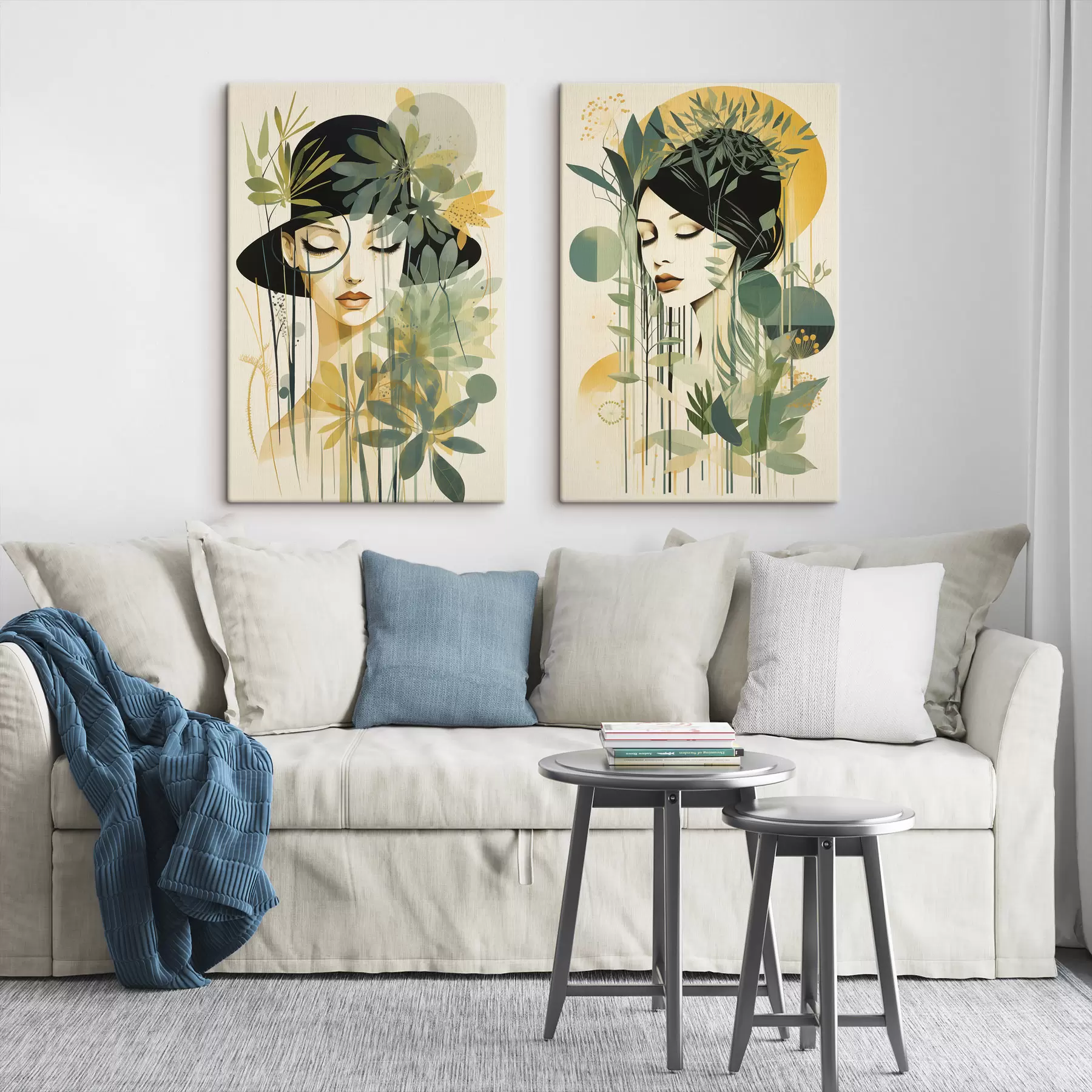  Peintures Portraits botaniques de femmes m30854