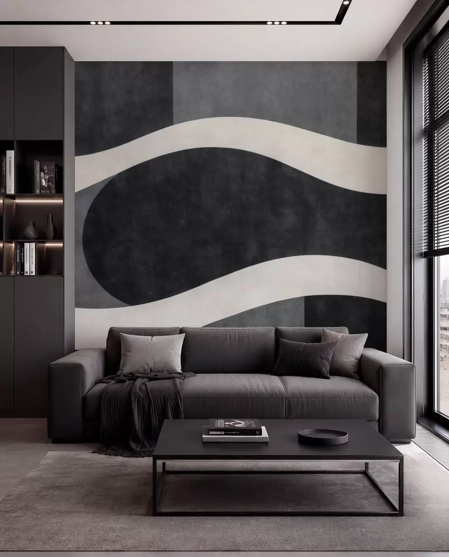 Fotobehang Golven in grafiet w05854
