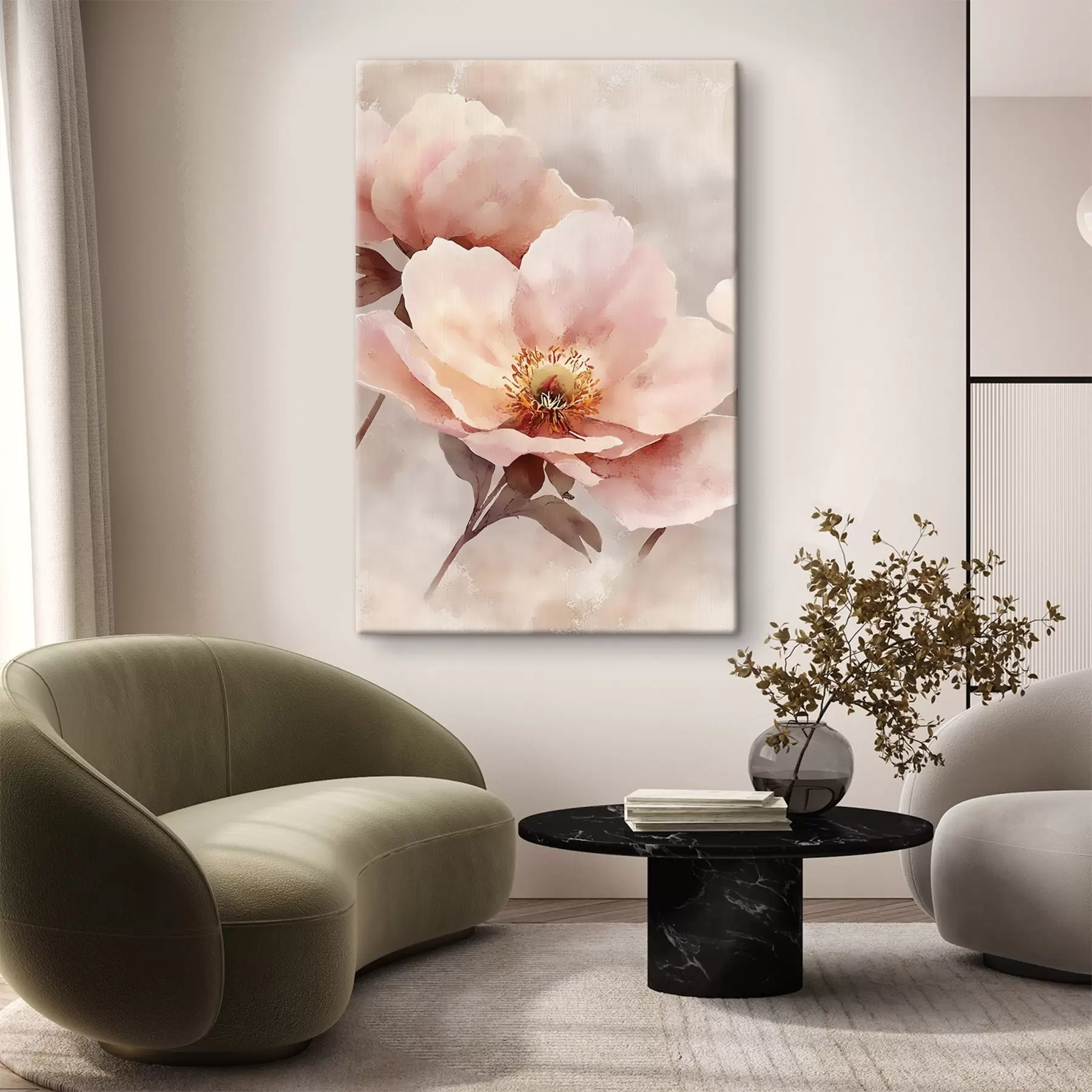 Schilderijen Tere roze pioenroos s50290