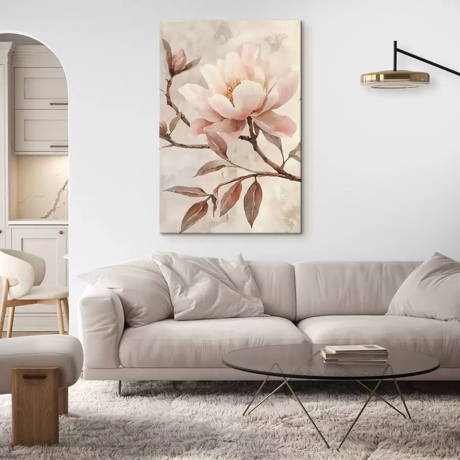  Peintures Branche avec des pivoines et des feuilles s50292