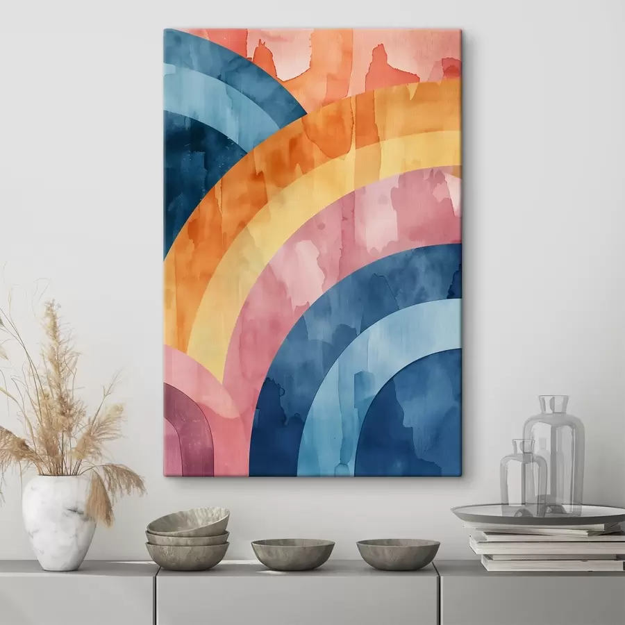  Peintures Rayures abstraites aux couleurs de l'arc-en-ciel s50301