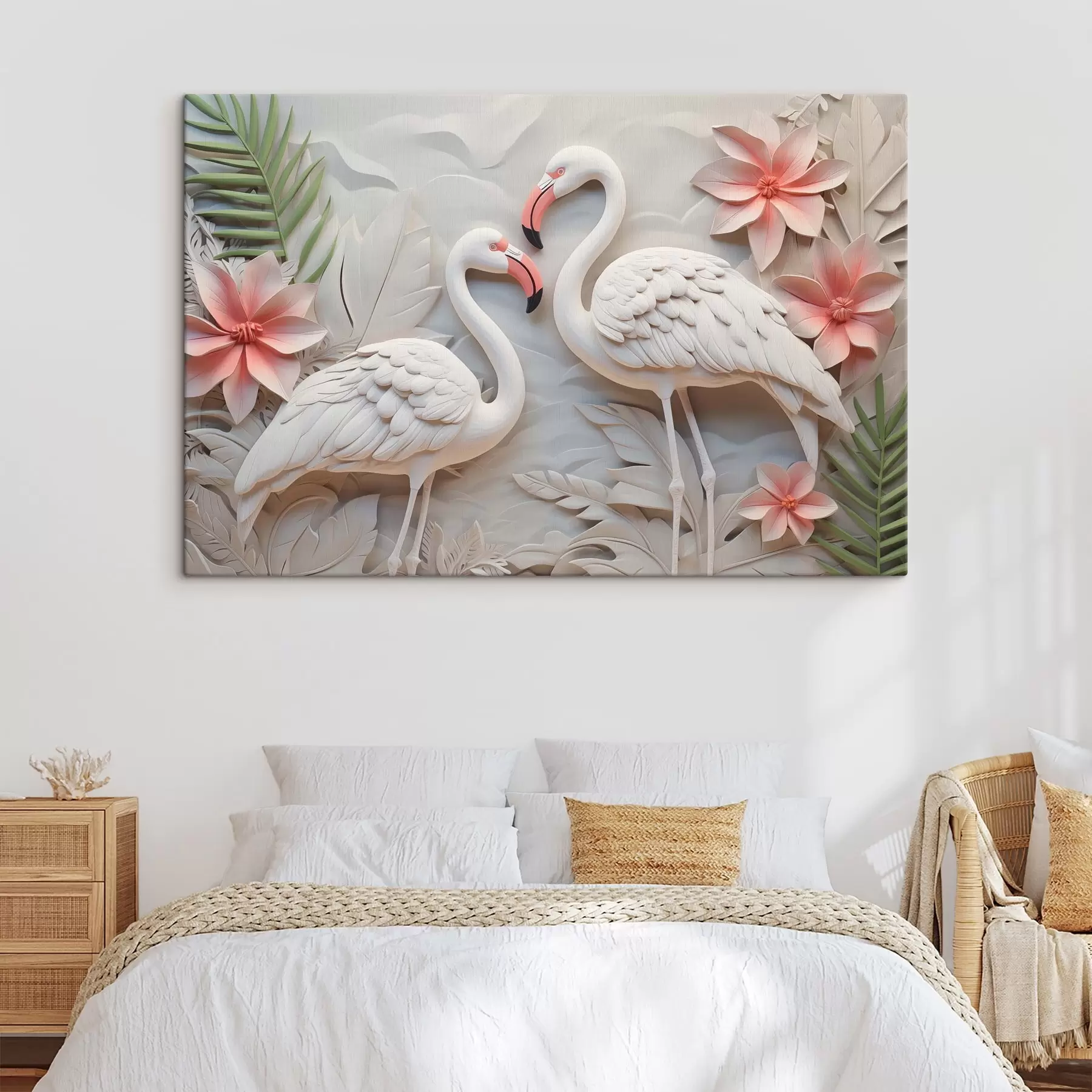  Schilderijen Flamingo’s tussen tropische bladeren s50304