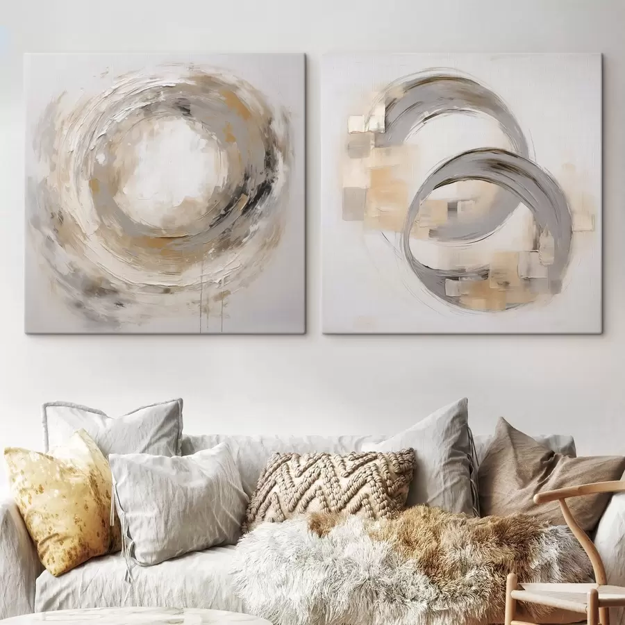 Fotobehang Circulaire abstractie, imitatie van de schilderkunst m30865