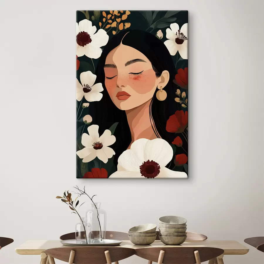  Peintures Une femme parmi les fleurs s50339