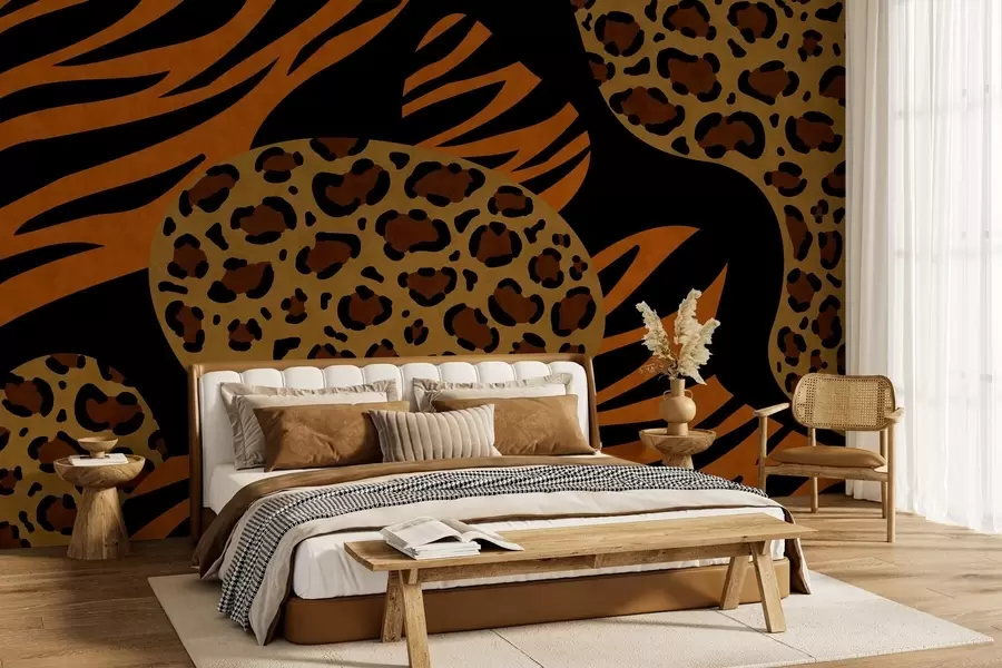 Papier peint photo Motifs léopard et tigre inspirés des animaux sauvages w05759