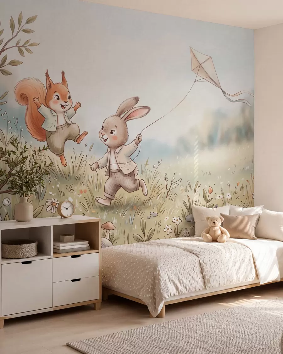 Fotobehang Konijn en vlieger w10007