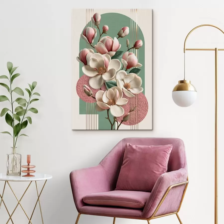  Schilderijen Abstractie met magnolia s50167