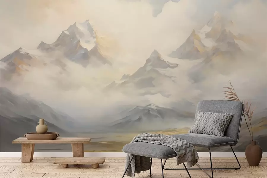 Papier peint photo Paysage de montagne imitation peinture w05873