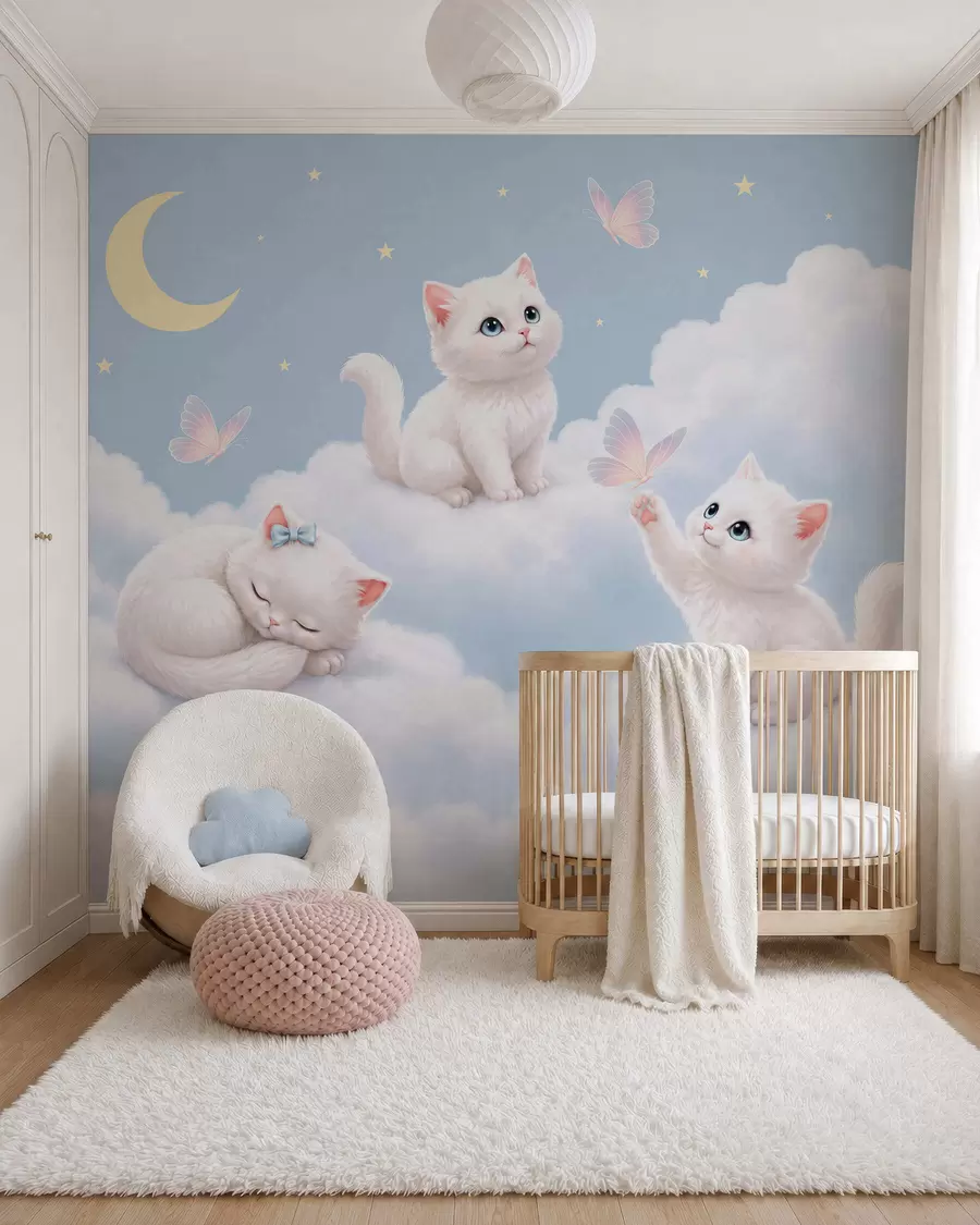 Papier peint photo Chatons dans les nuages w05841